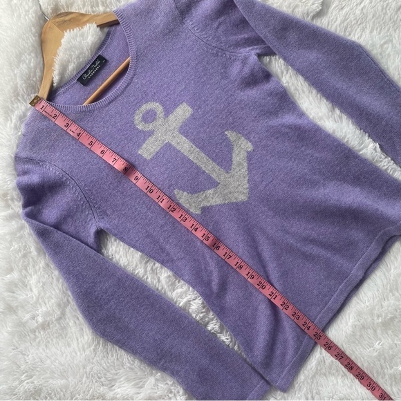 Claudia Nichole | cashmere nautical print lavender crewneck sweater, size small - Picture 12 of 15